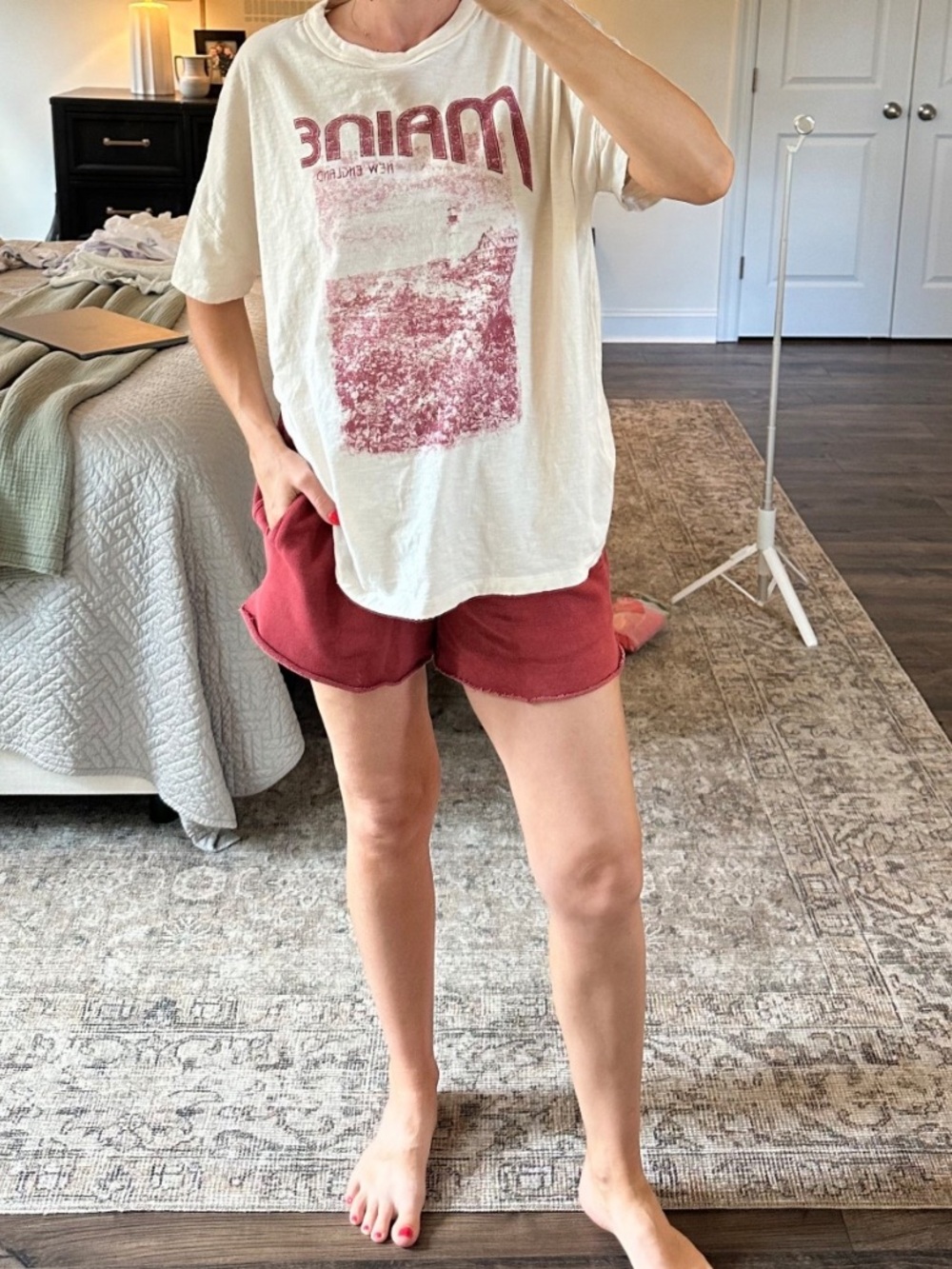 aerie red lounge shorts